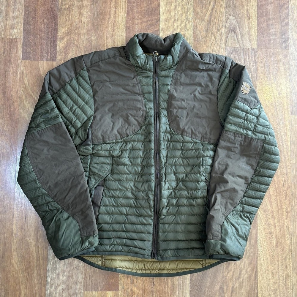 Eddie Bauer Sportshop Jacket Mens Small Green Down Puffer Full Zip Warm Hiking